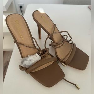 NEW Miss Lola Brown Lace Up Heel/Sandal